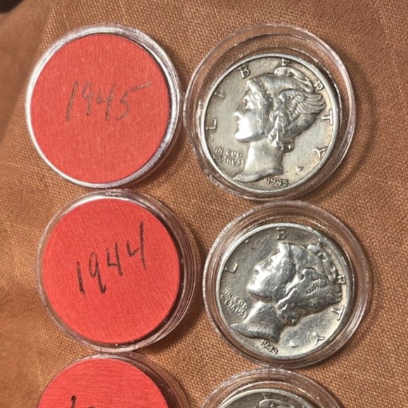 (Lot of 3) choice-gem MERCURY silver U.S. dimes. 1943p, 1944p & 1945 s - Picture 4 of 6